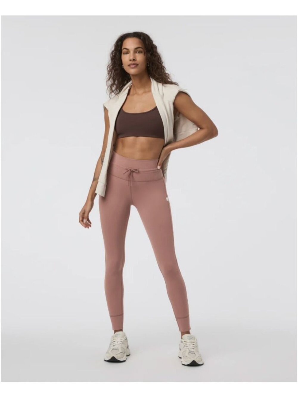 VUORI Daily Legging Womens S Sedona Brown Mauve Drawstring High-Waisted Leggings - Picture 15 of 15